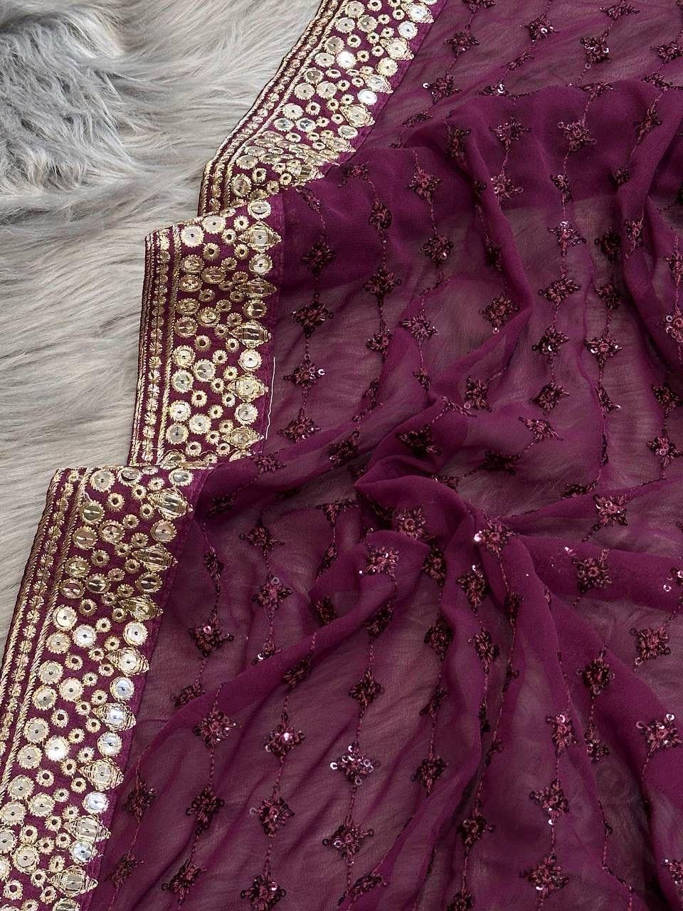Beautiful Designer Heavy Georgette Exclusive Sequanc Saree Design 456