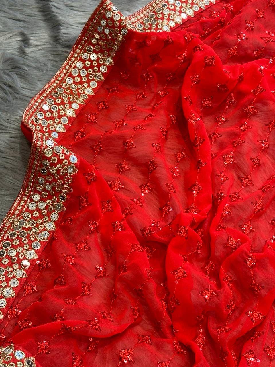 Beautiful Designer Heavy Georgette Exclusive Sequanc Saree Design 456