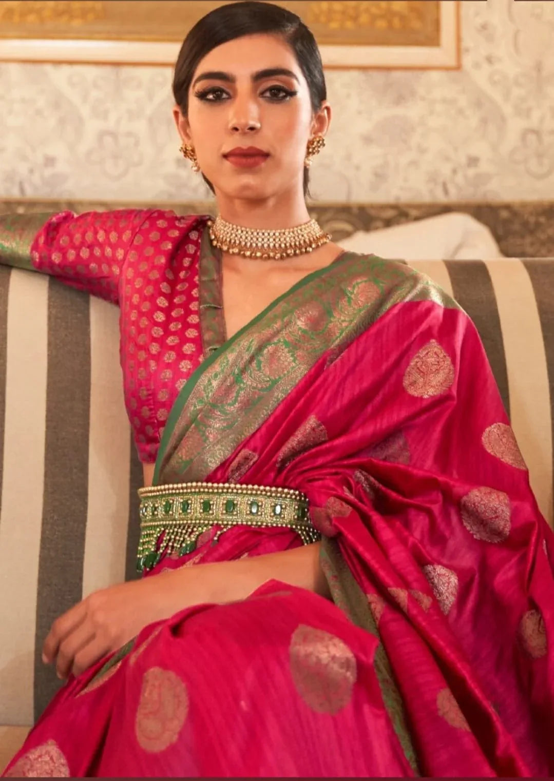 Beautiful Designer Banarasi Khicha silk weaving saree