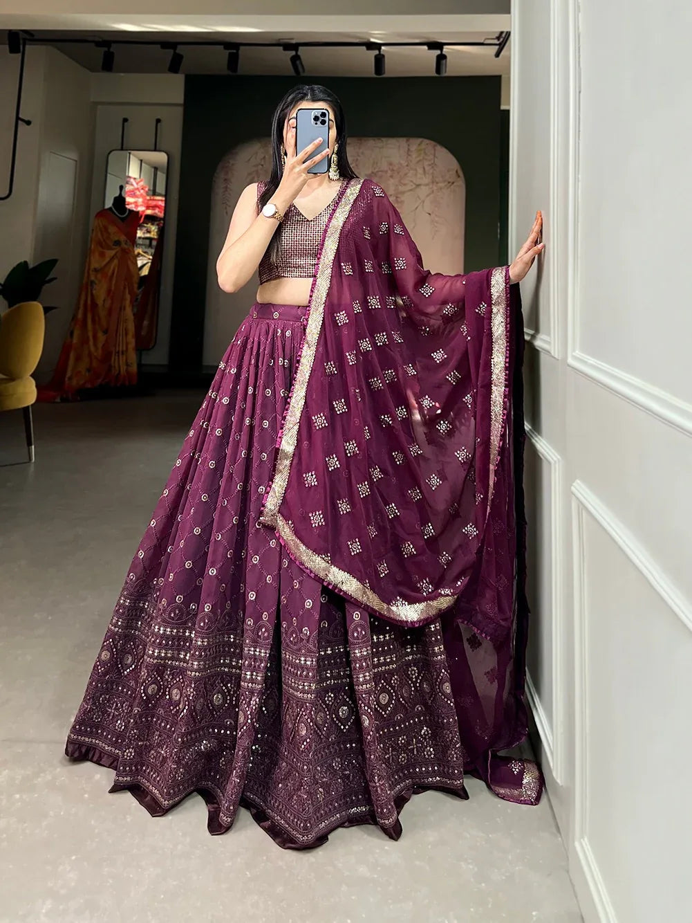 Beautiful Designer Georgette Lehenga Choli Design 1406