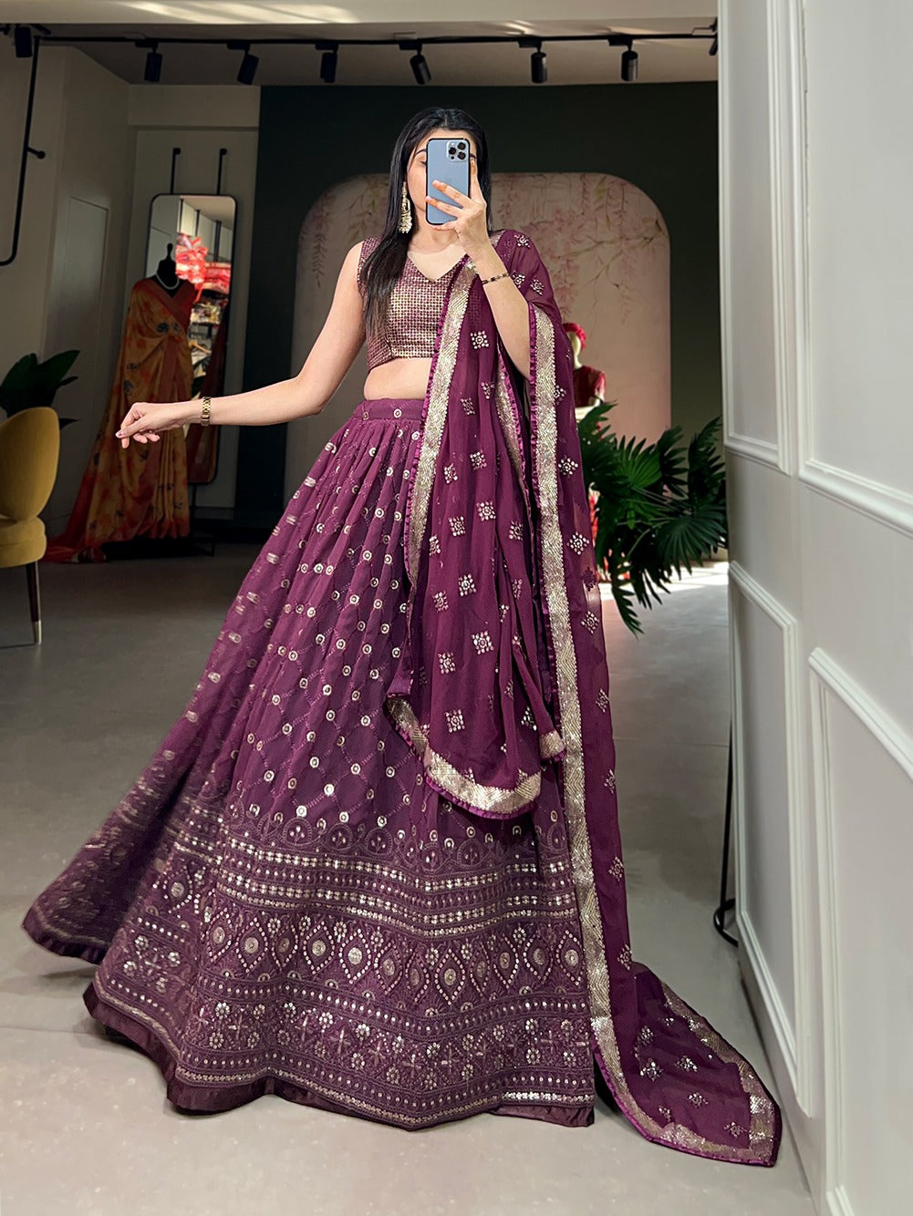 Beautiful Designer Georgette Lehenga Choli Design 1406