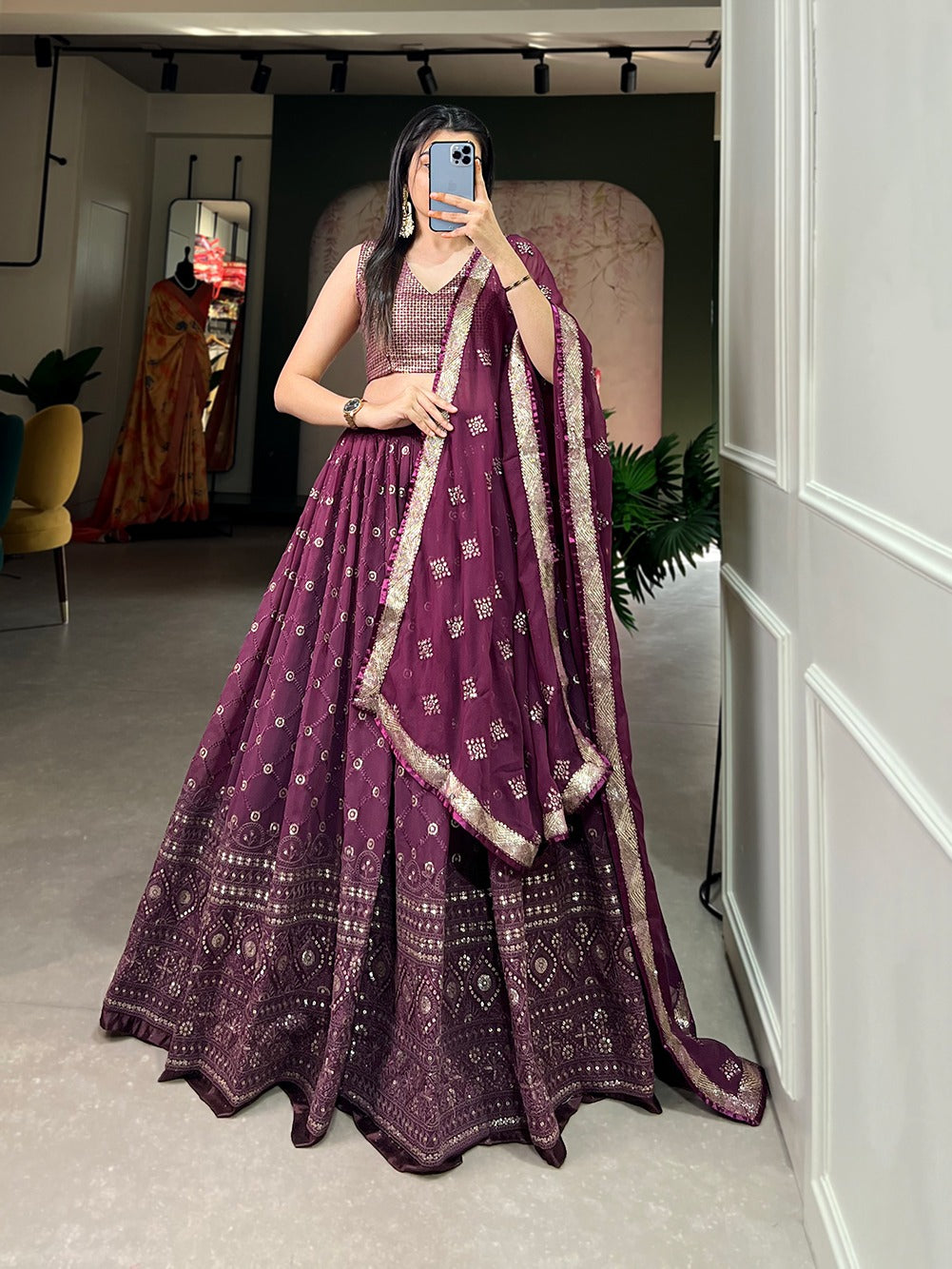 Beautiful Designer Georgette Lehenga Choli Design 1406