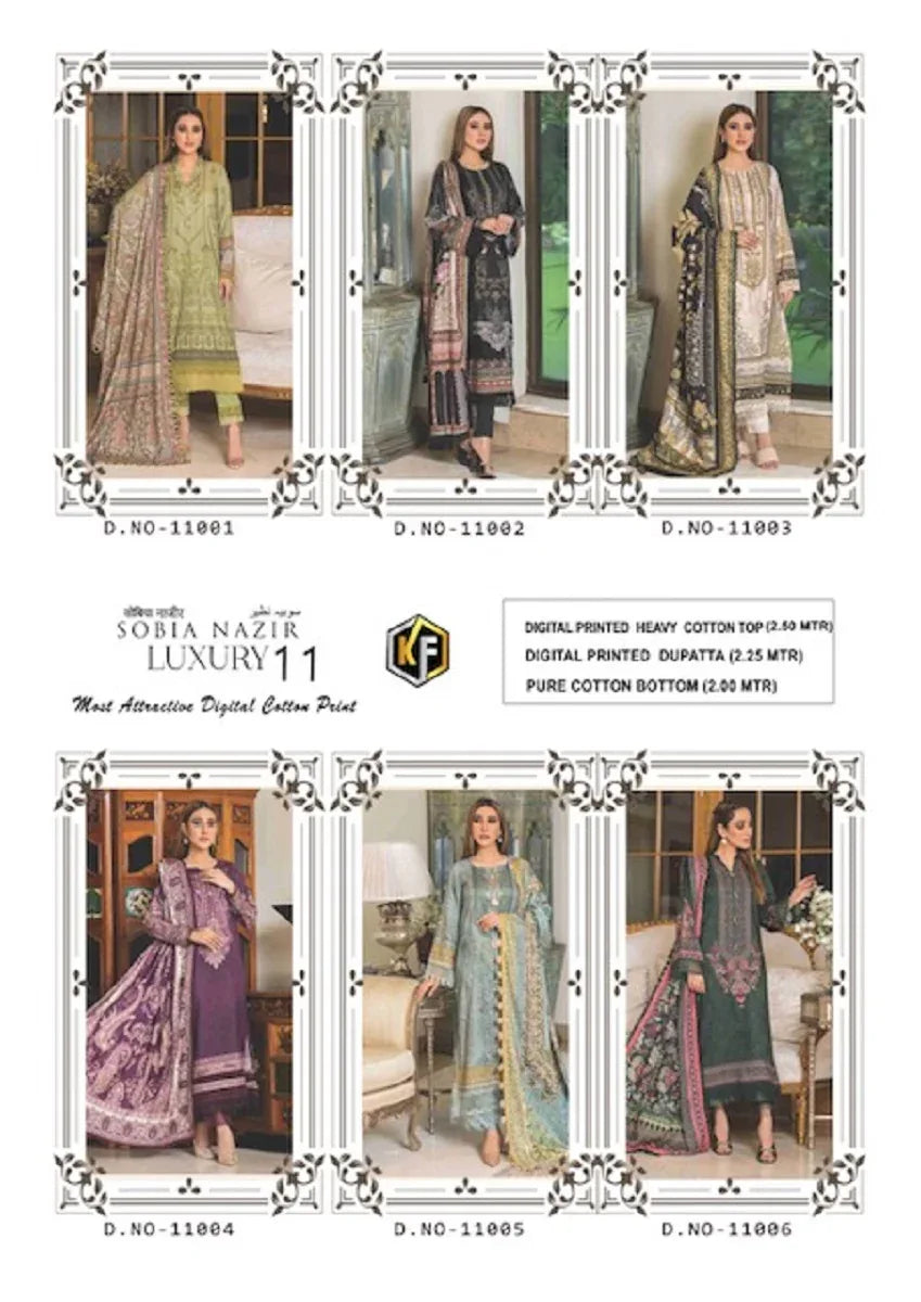Keval Sobia Nazir Vol-11 Series 11001-11006 Pure Lawn Cotton Suit (480x06)