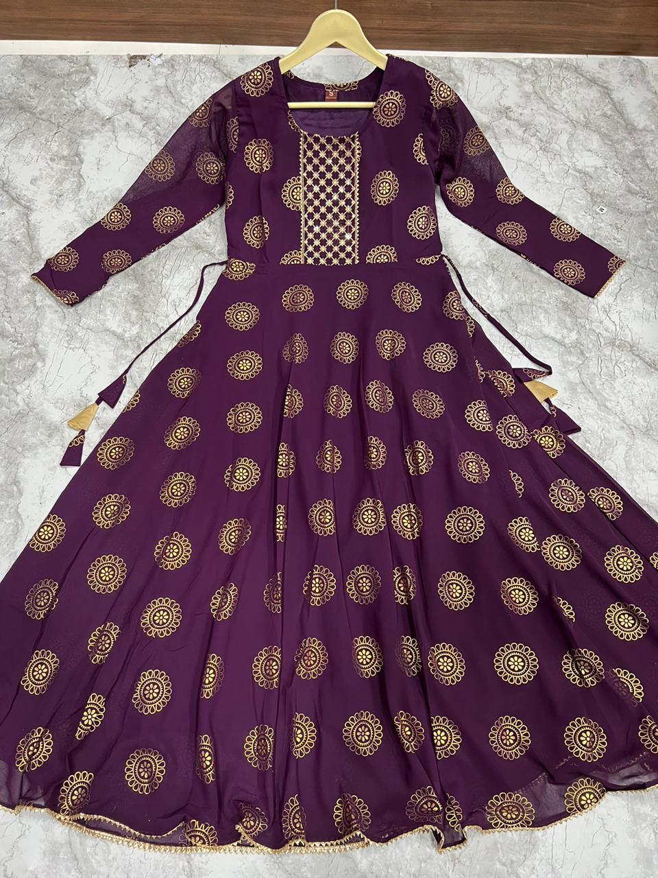 Kaveri Designer Pure Georgette Foil Print Flair Gown (799x06)