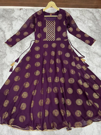 Kaveri Designer Pure Georgette Foil Print Flair Gown (799x06)