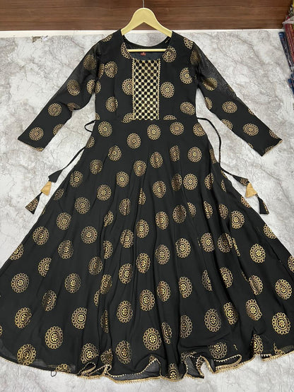 Kaveri Designer Pure Georgette Foil Print Flair Gown (799x06)