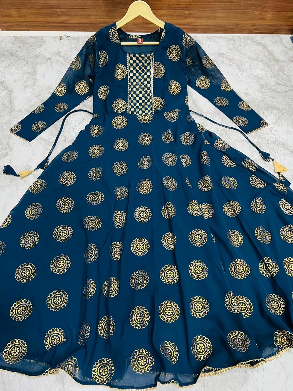 Kaveri Designer Pure Georgette Foil Print Flair Gown (799x06)