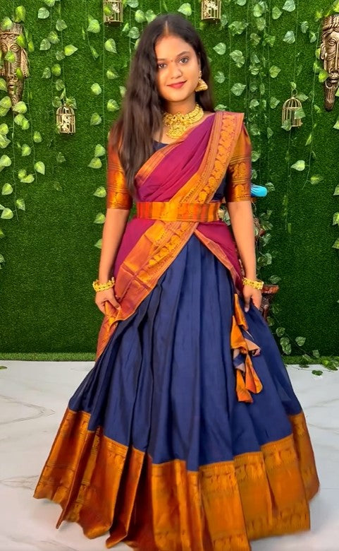 Kanjiveram Silk Zari Lehanga With Blouse Mahyra