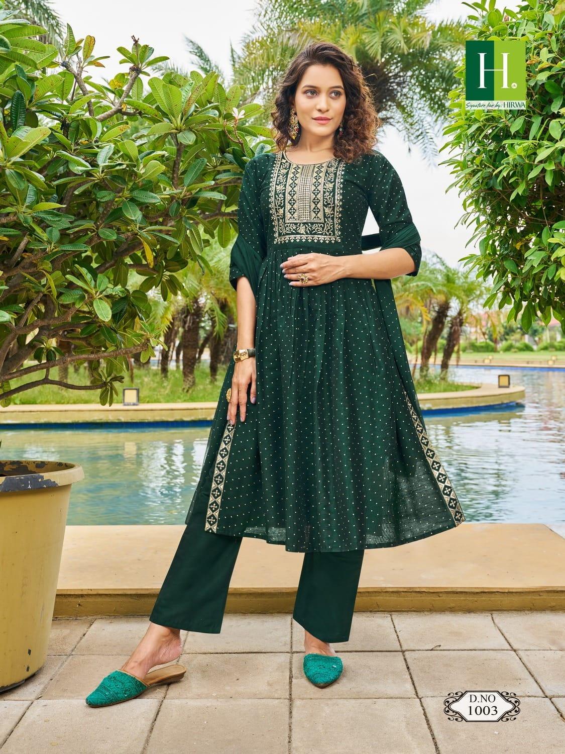 Hirwa Sindoor Vol 2 Series 1001-1006 Long Slub Silk Readymade Suit (849x06)