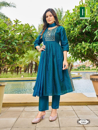 Hirwa Sindoor Vol 2 Series 1001-1006 Long Slub Silk Readymade Suit (849x06)