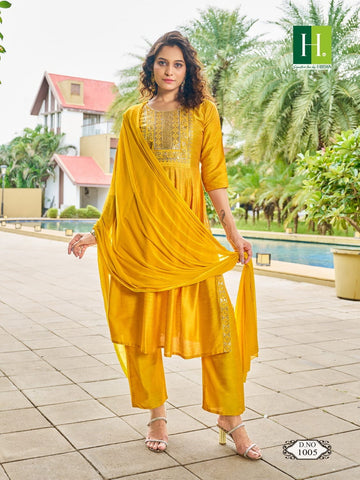 Hirwa Sindoor Vol 2 Series 1001-1006 Long Slub Silk Readymade Suit (849x06)