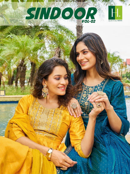 Hirwa Sindoor Vol 2 Series 1001-1006 Long Slub Silk Readymade Suit (849x06)