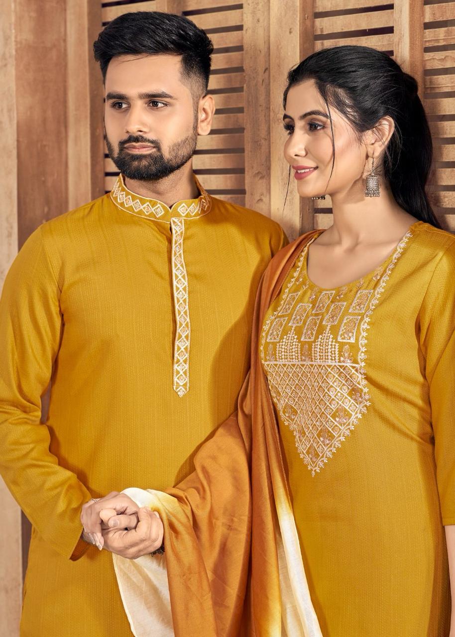 Designer Soul Mates Festival Collection Couple Kurta Set