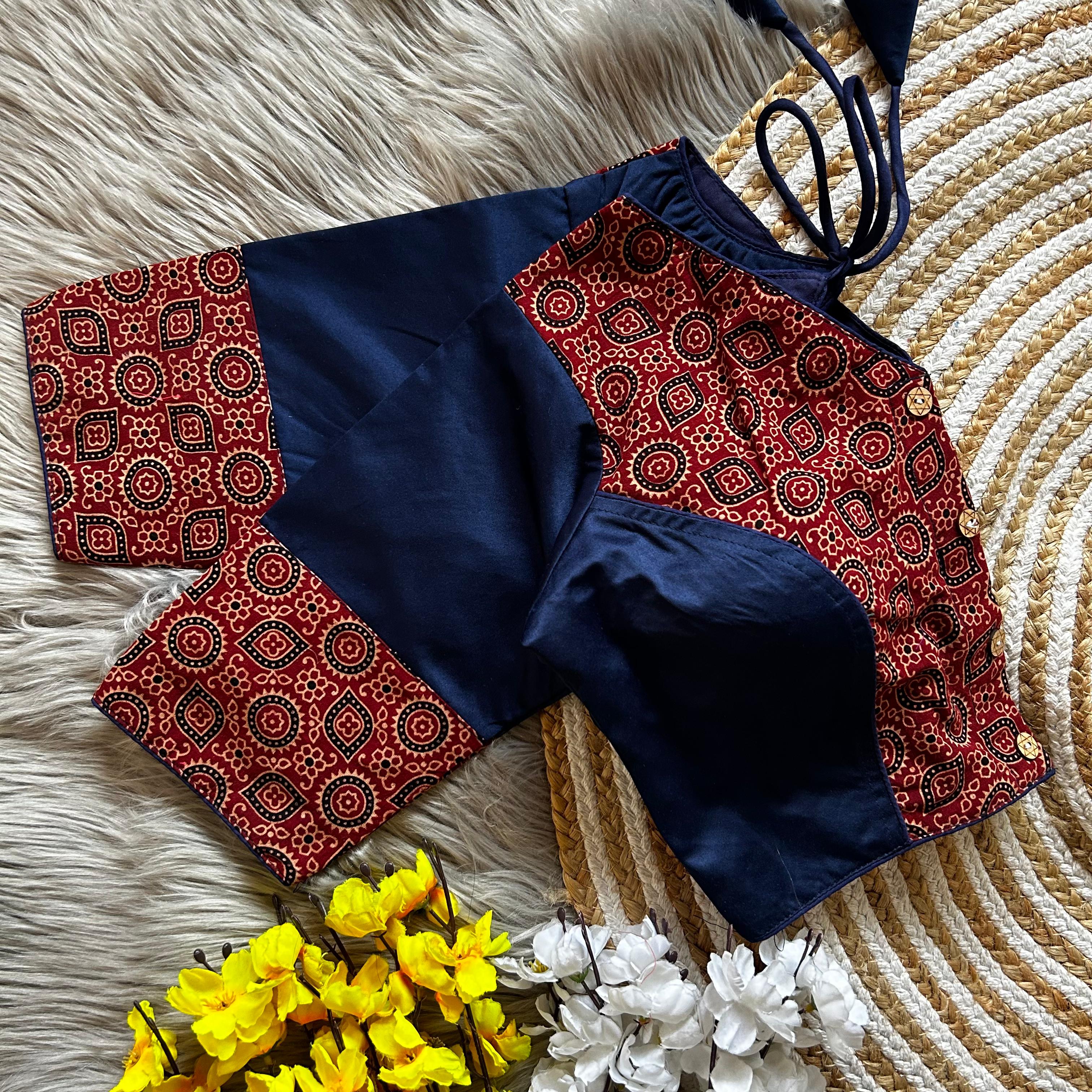 Bollywood Designer Ajrakh Peach Blouse