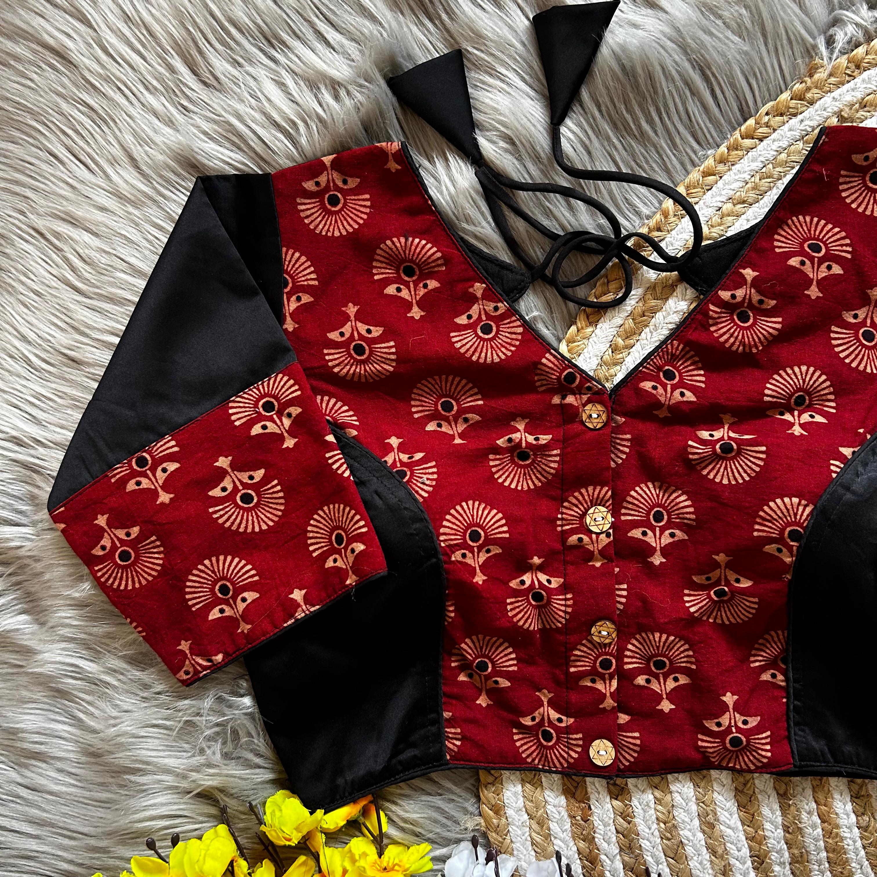 Bollywood Designer Ajrakh Peach Blouse