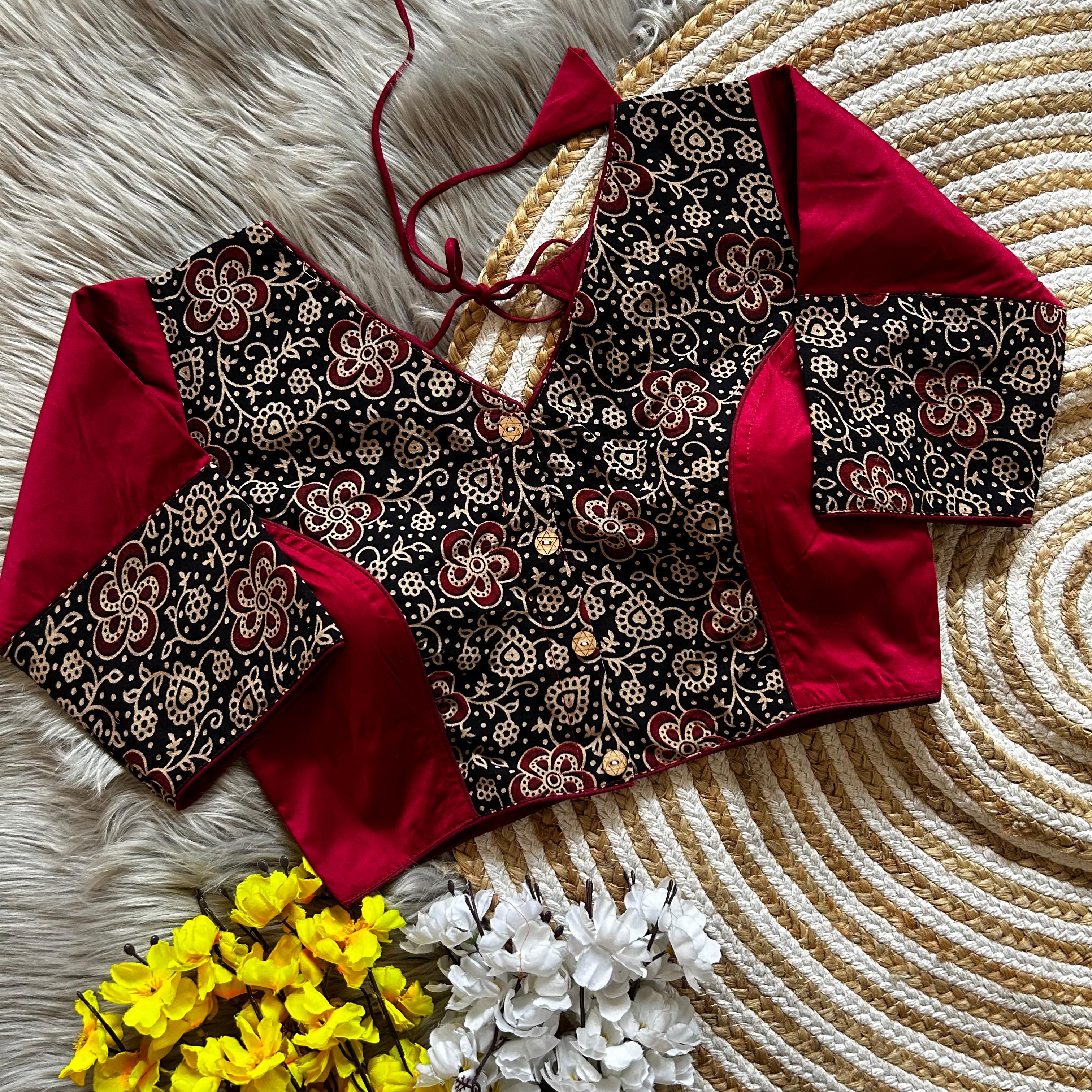 Bollywood Designer Ajrakh Peach Blouse