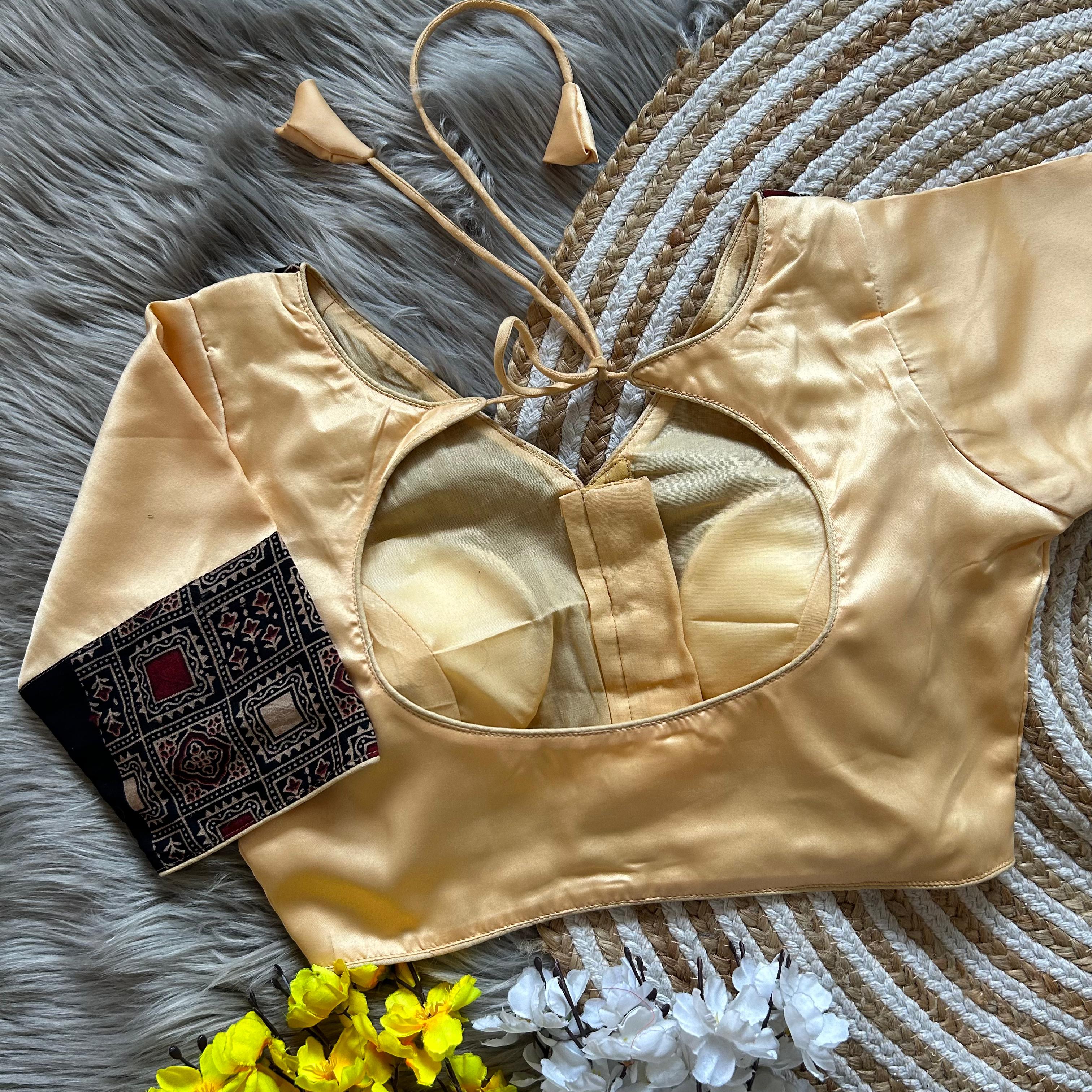 Bollywood Designer Ajrakh Peach Blouse