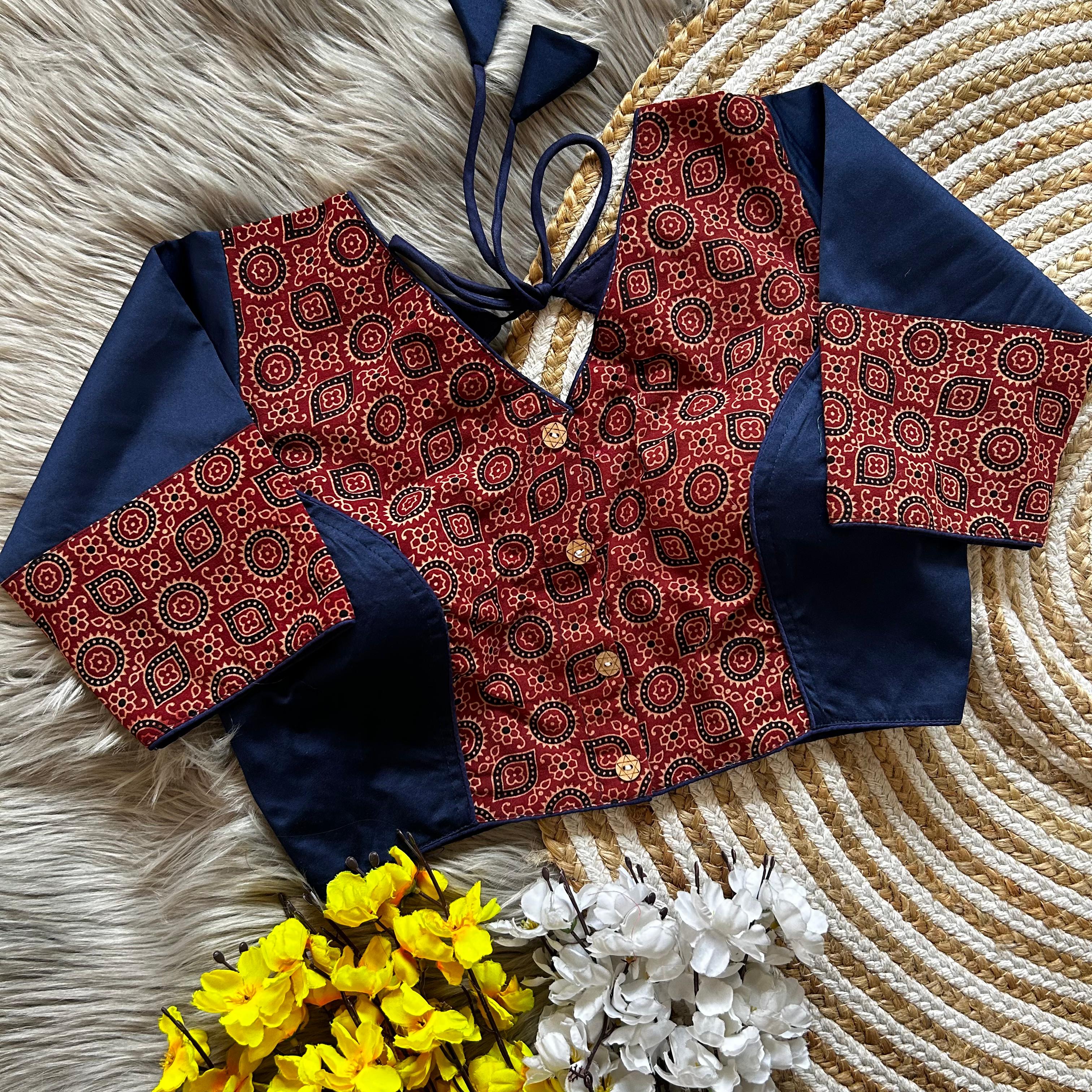 Bollywood Designer Ajrakh Peach Blouse