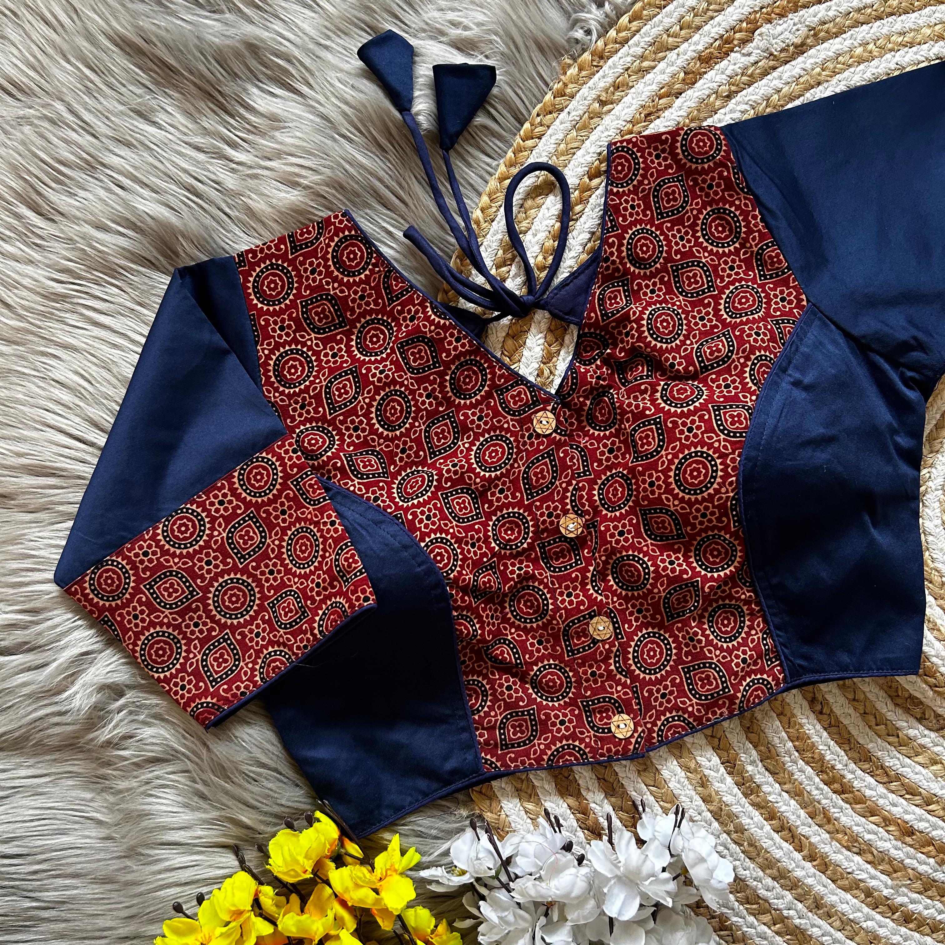 Bollywood Designer Ajrakh Peach Blouse