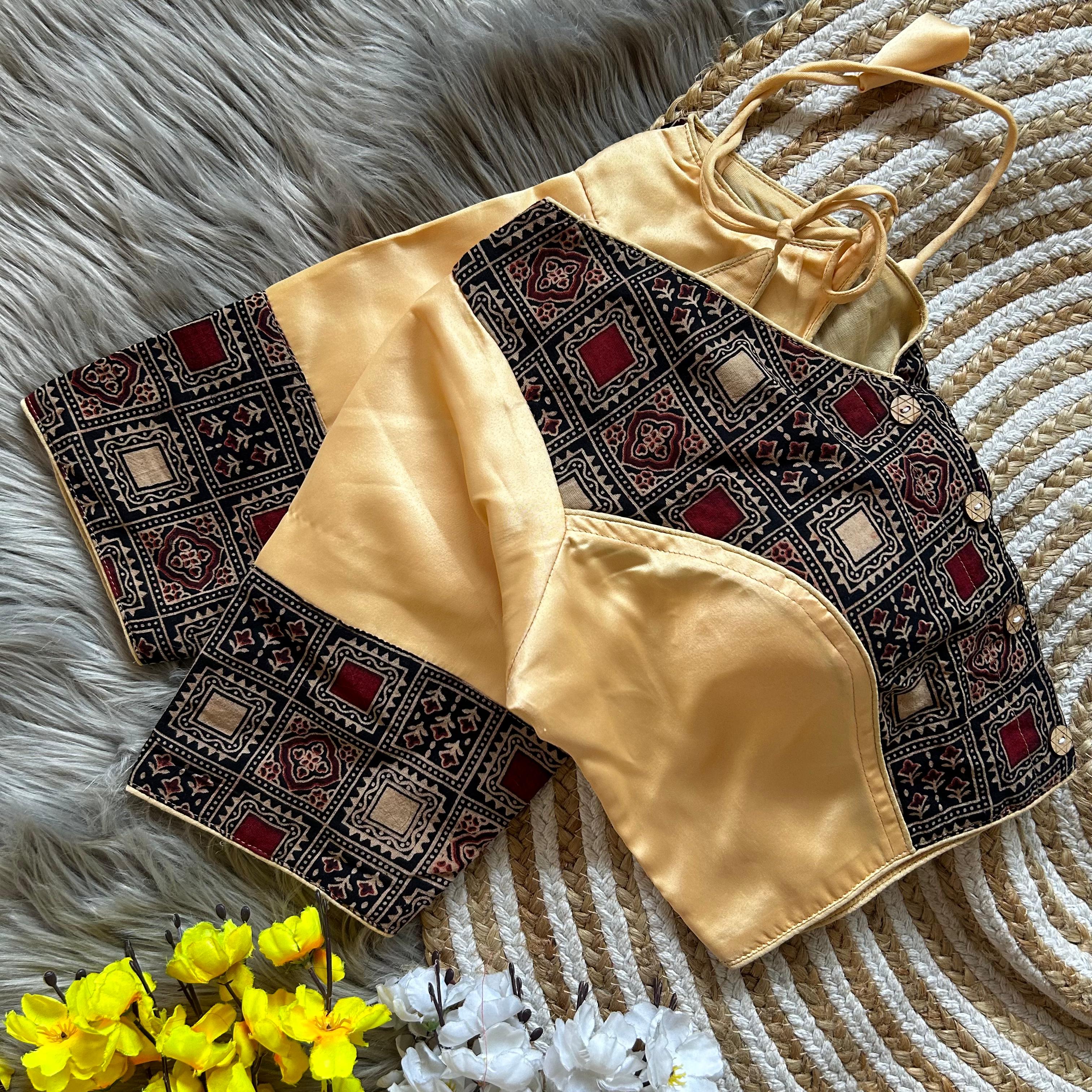 Bollywood Designer Ajrakh Peach Blouse