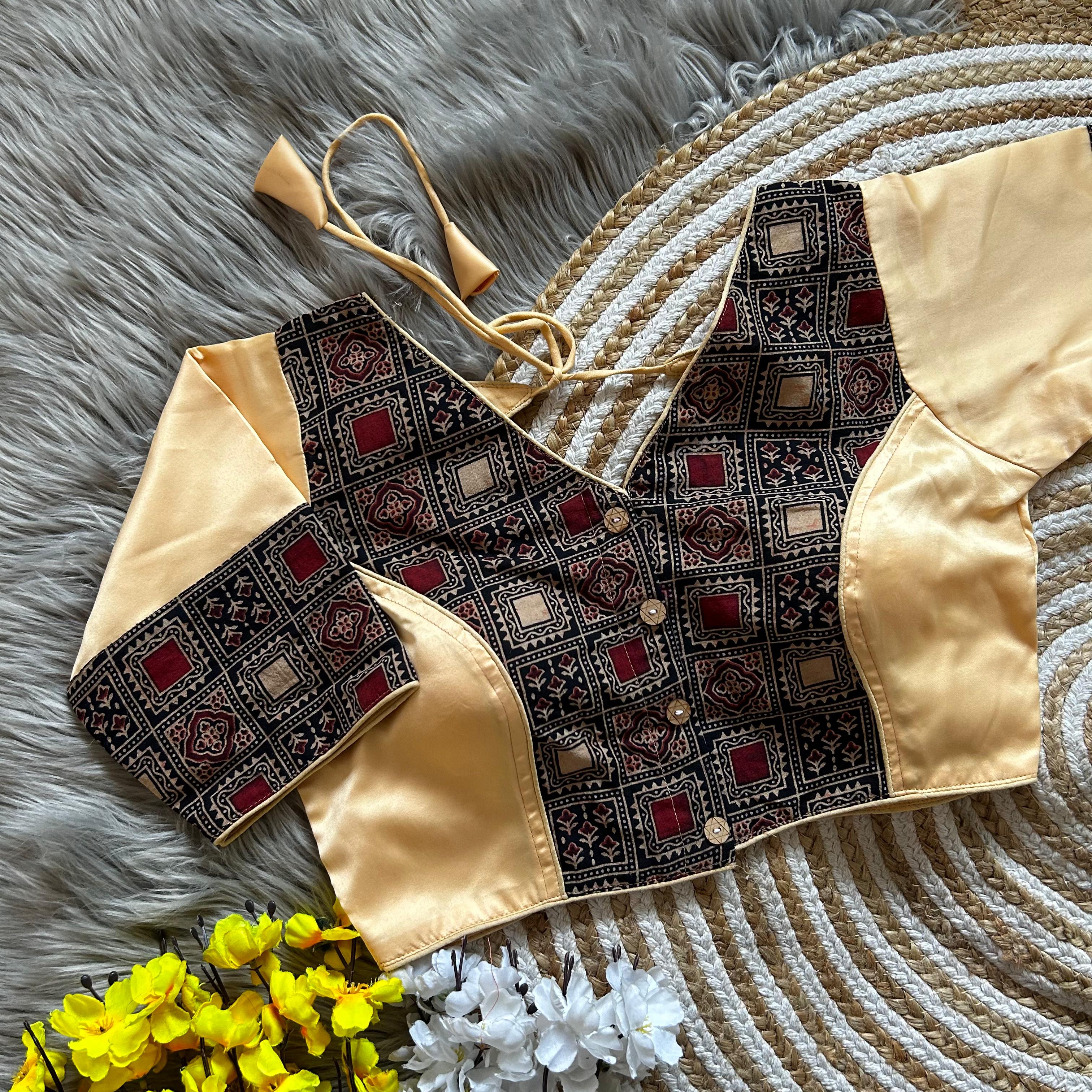 Bollywood Designer Ajrakh Peach Blouse