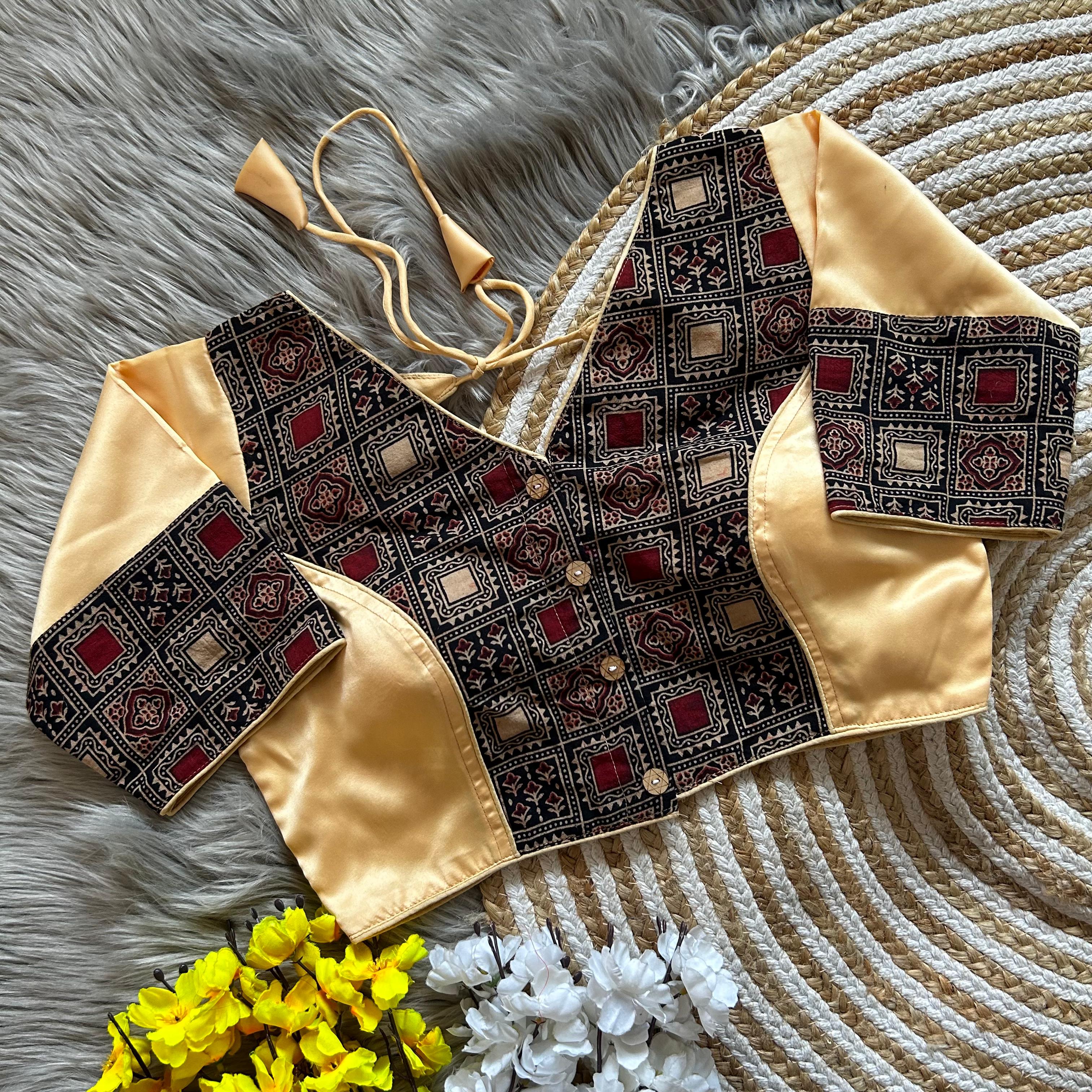 Bollywood Designer Ajrakh Peach Blouse