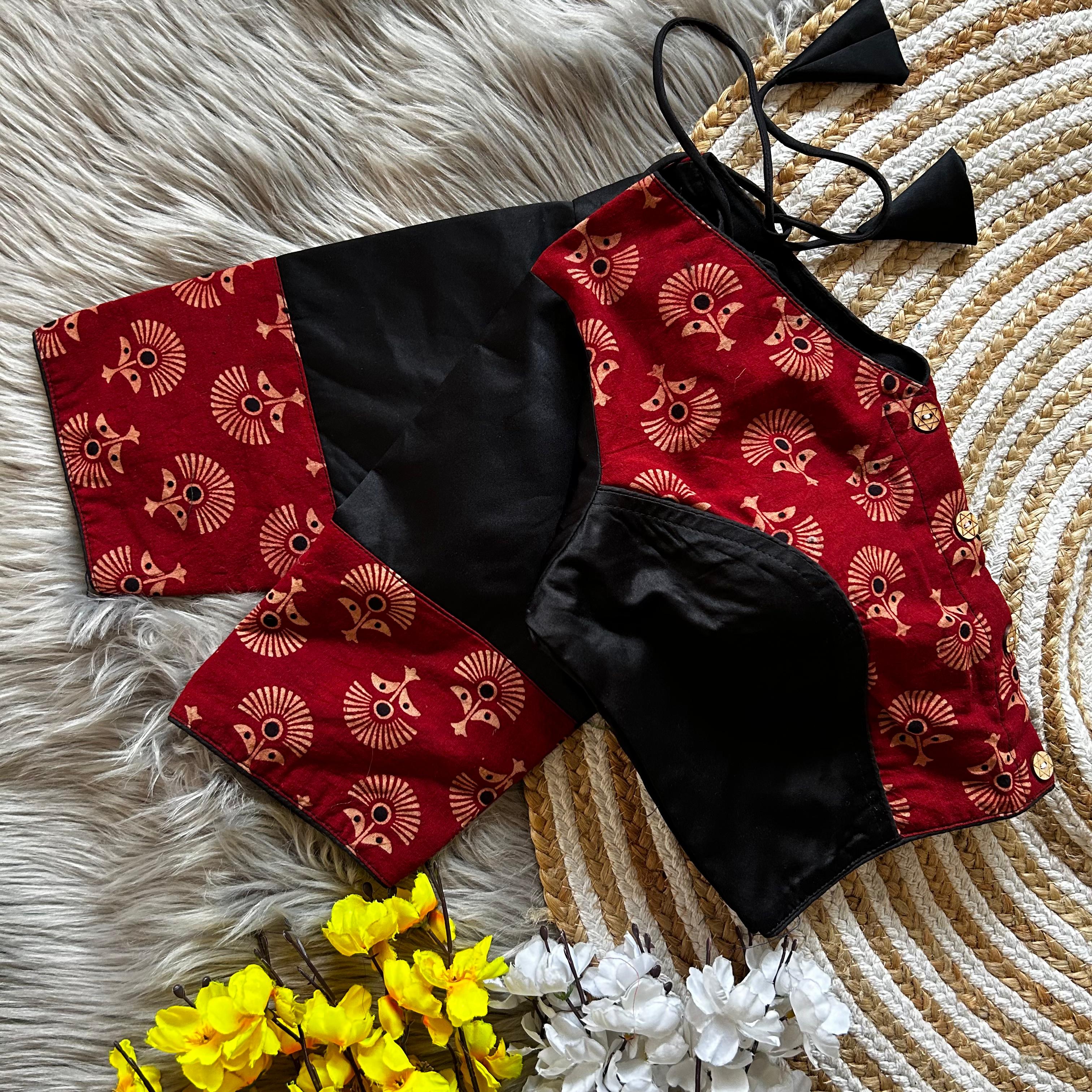 Bollywood Designer Ajrakh Peach Blouse