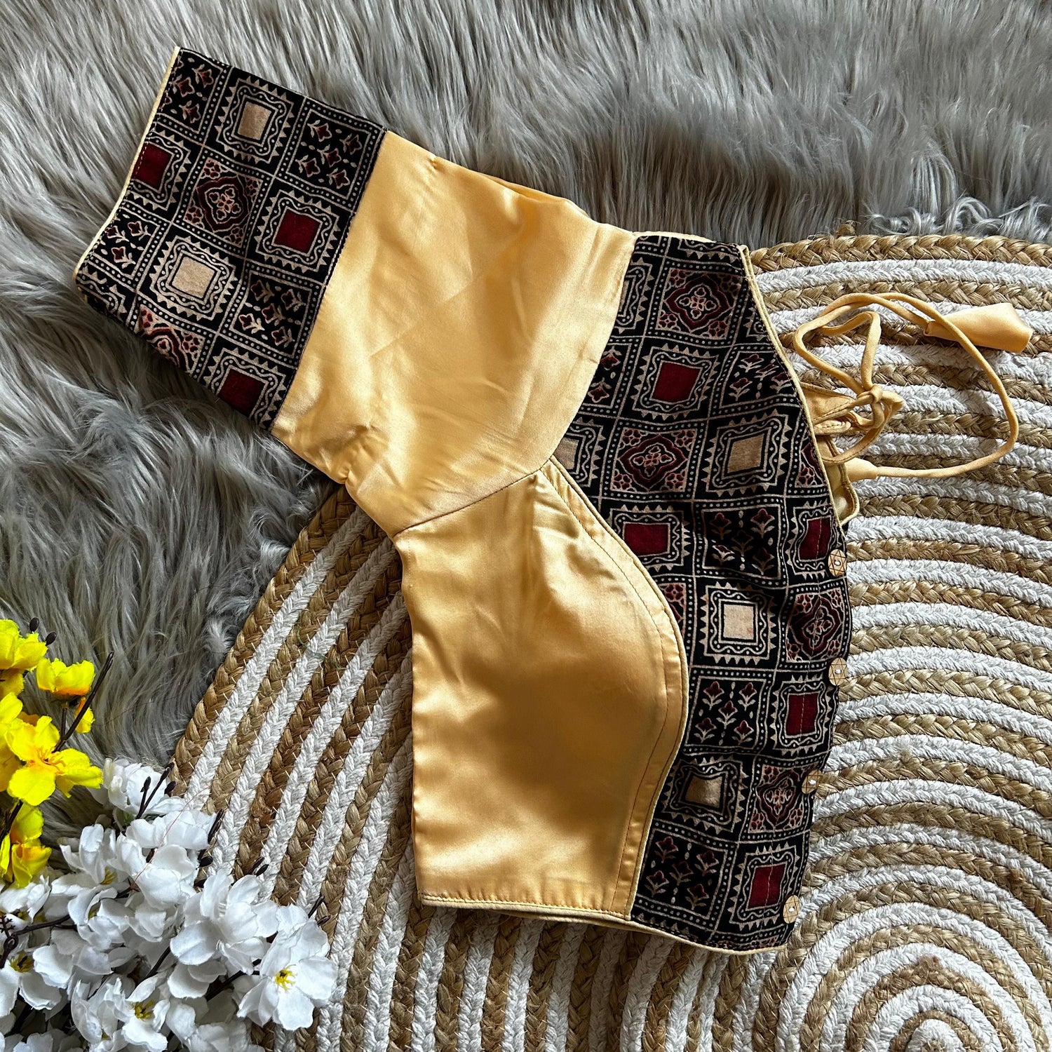 Bollywood Designer Ajrakh Peach Blouse
