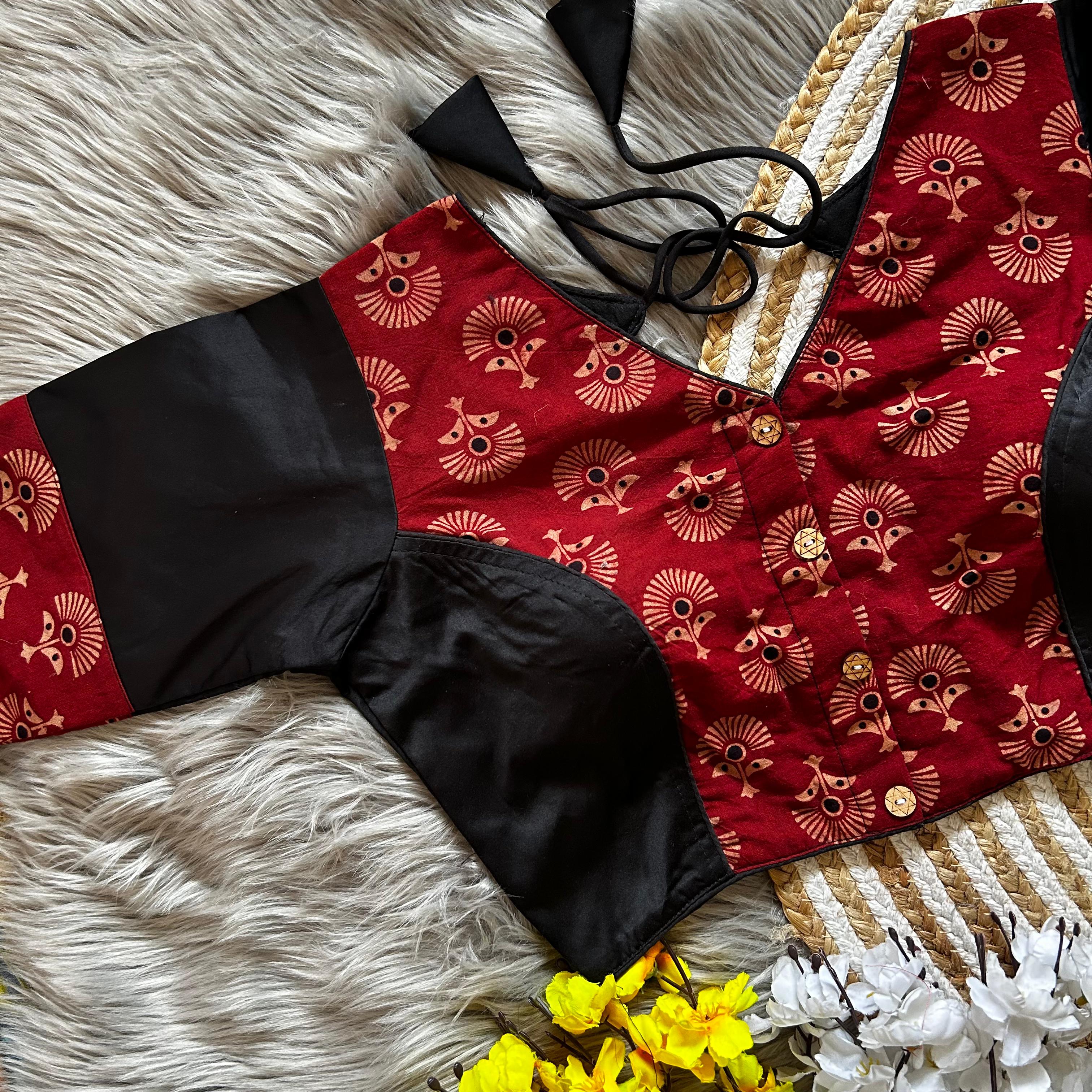 Bollywood Designer Ajrakh Peach Blouse