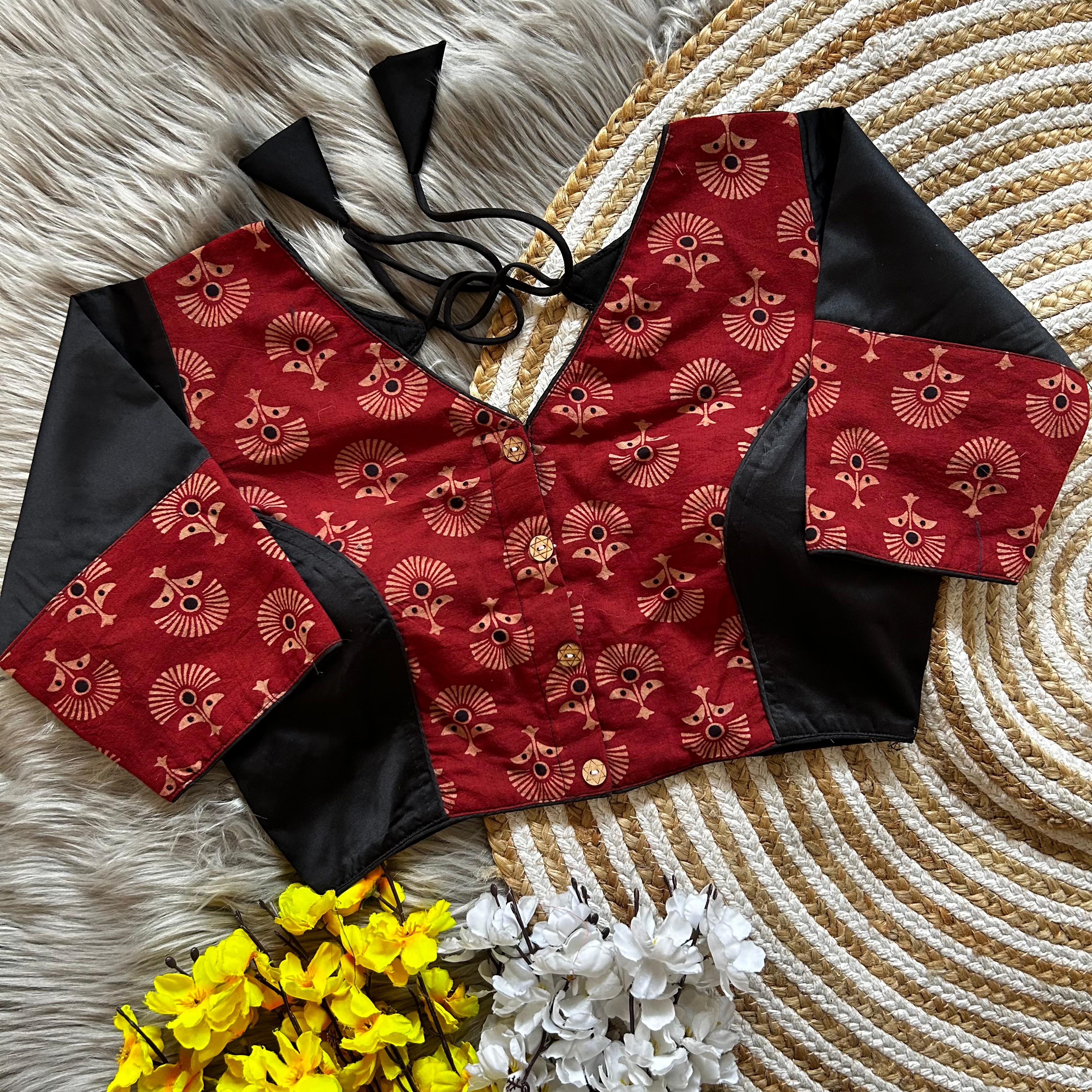 Bollywood Designer Ajrakh Peach Blouse