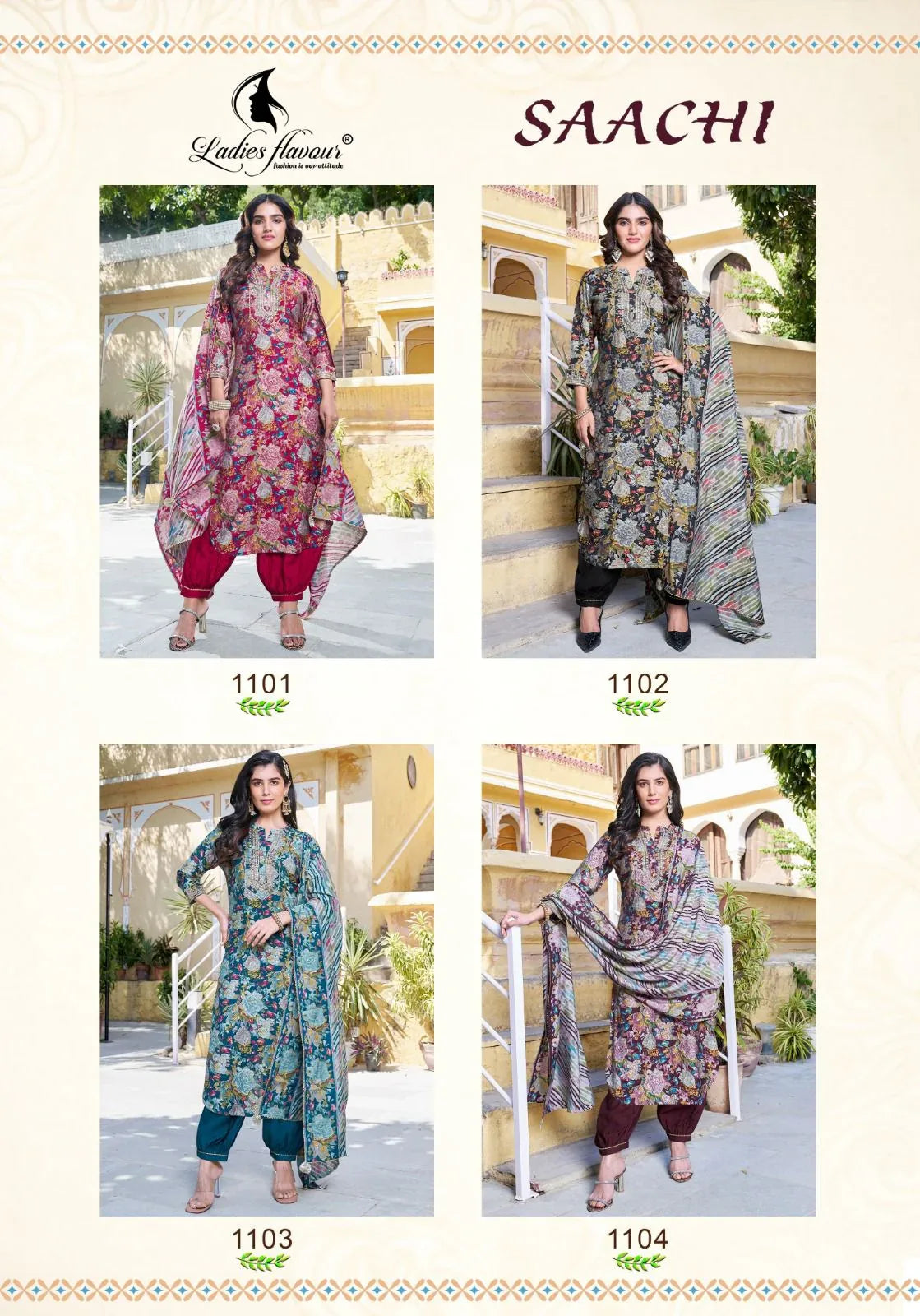 Ladies Flavour Saachi Kurti with Bottom Dupatta Chanderi Catalog 4 Pcs (1275x04)
