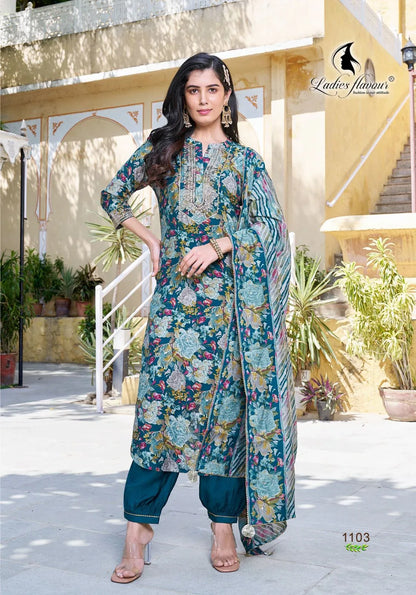 Ladies Flavour Saachi Kurti with Bottom Dupatta Chanderi Catalog 4 Pcs (1275x04)
