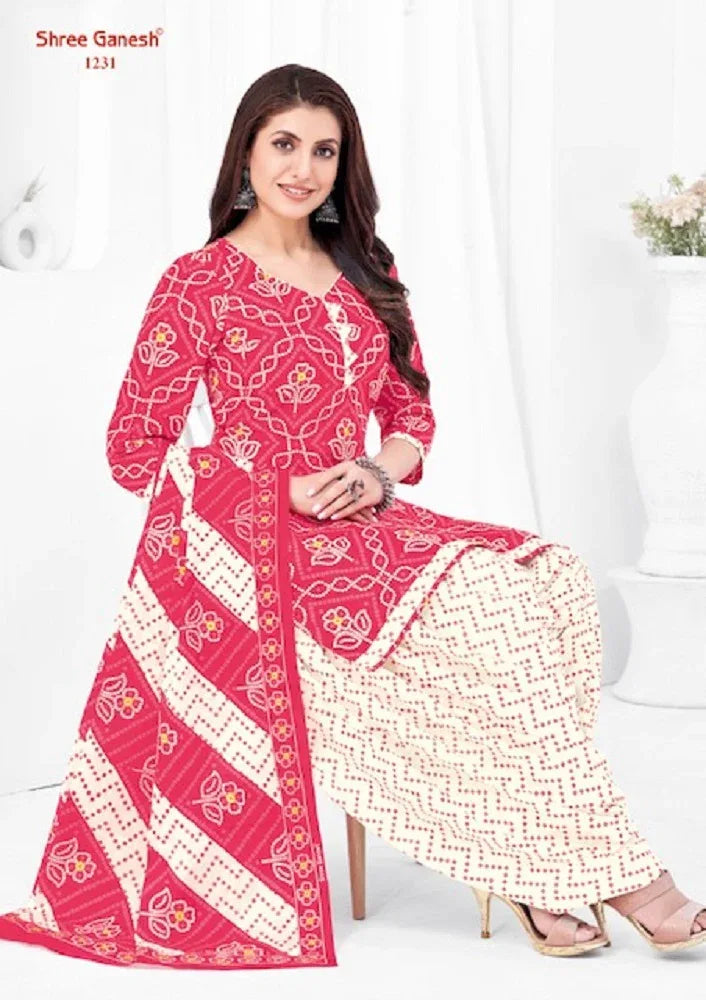 Shree Ganesh Bandhni Patiyala Special Vol-2 Series 1231-1245 Pure Cotton Suit (440x15)