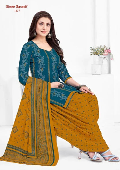 Shree Ganesh Bandhni Patiyala Special Vol-2 Series 1231-1245 Pure Cotton Suit (440x15)