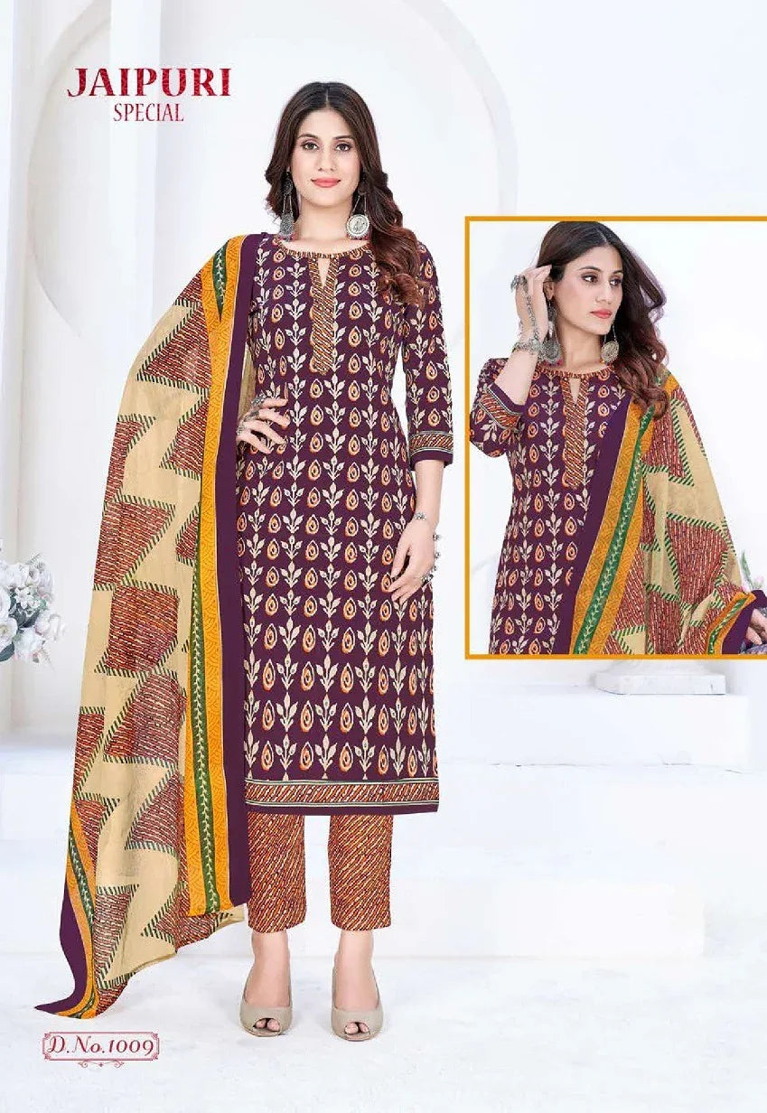 Ganesha Jaipuri Special Vol-1 Series 1008-1019 Pure Cotton Suit (500x12)
