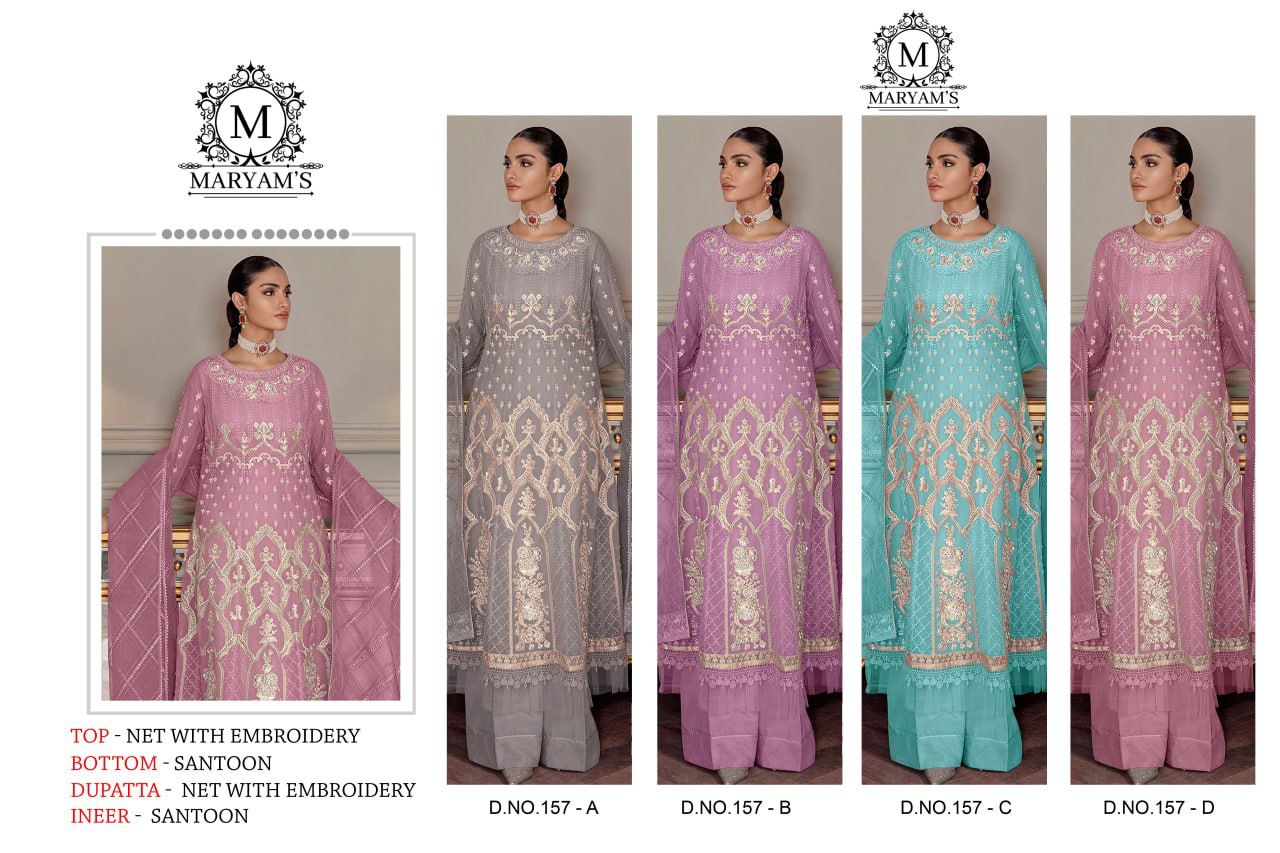 Maryams 157 Heavy Net Embroidery Salwar Kameez Collection (1320x04)
