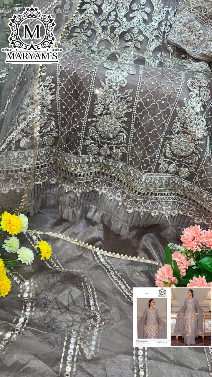 Maryams 157 Heavy Net Embroidery Salwar Kameez Collection
