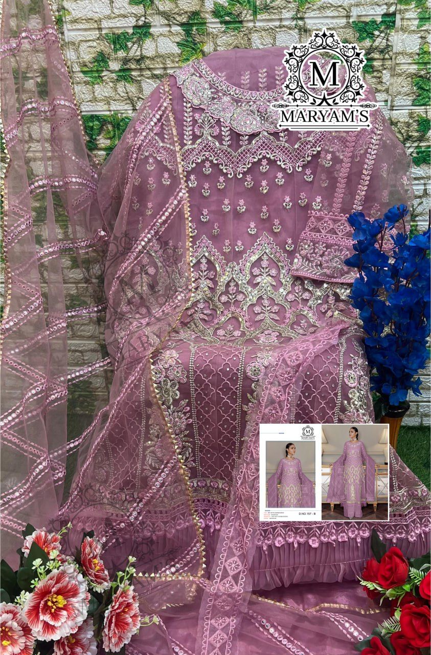Maryams 157 Heavy Net Embroidery Salwar Kameez Collection