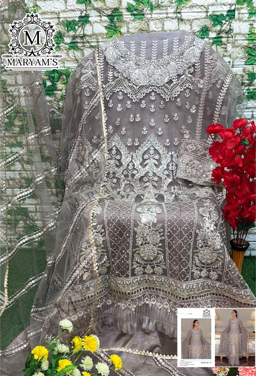 Maryams 157 Heavy Net Embroidery Salwar Kameez Collection