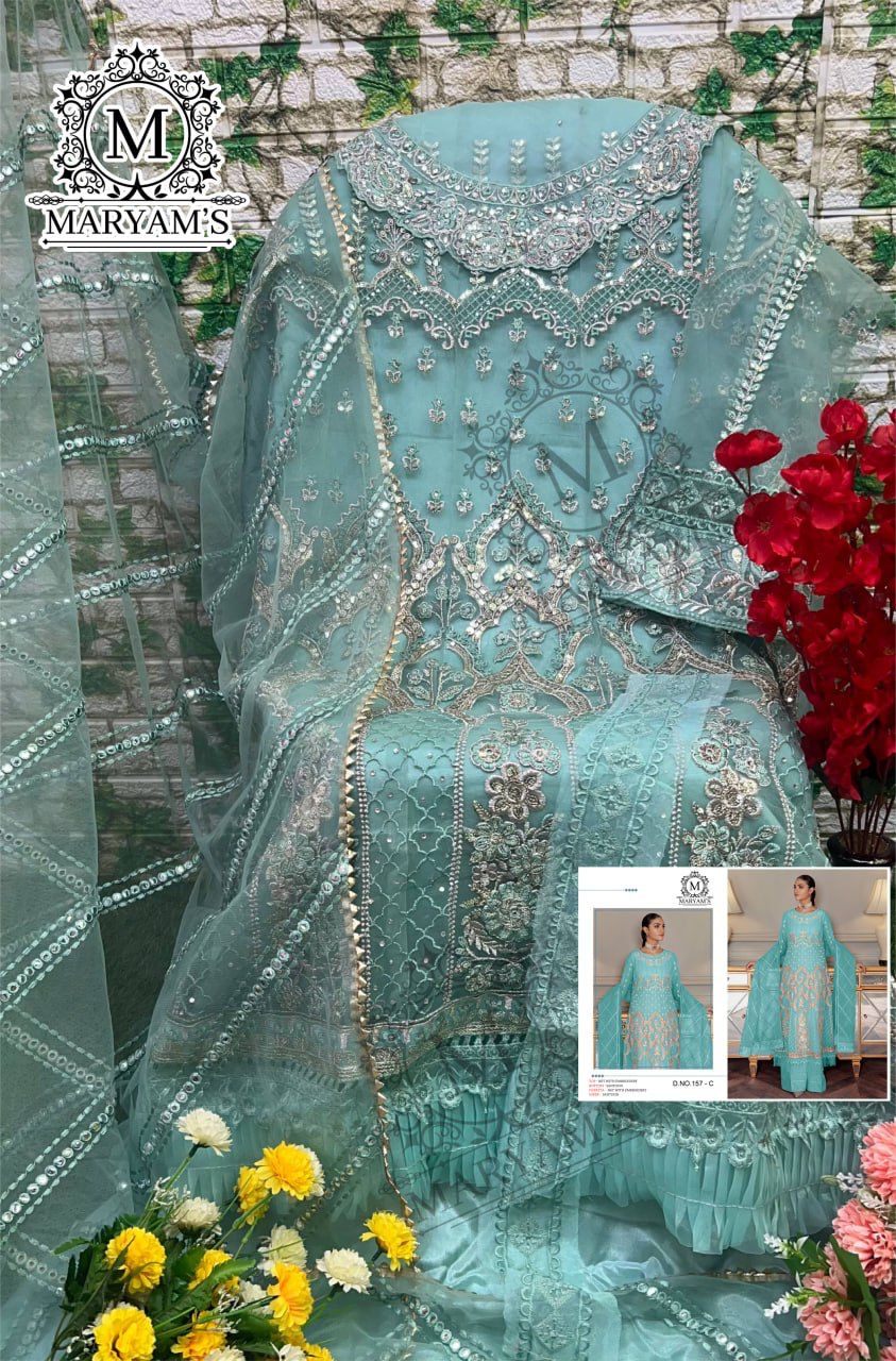 Maryams 157 Heavy Net Embroidery Salwar Kameez Collection