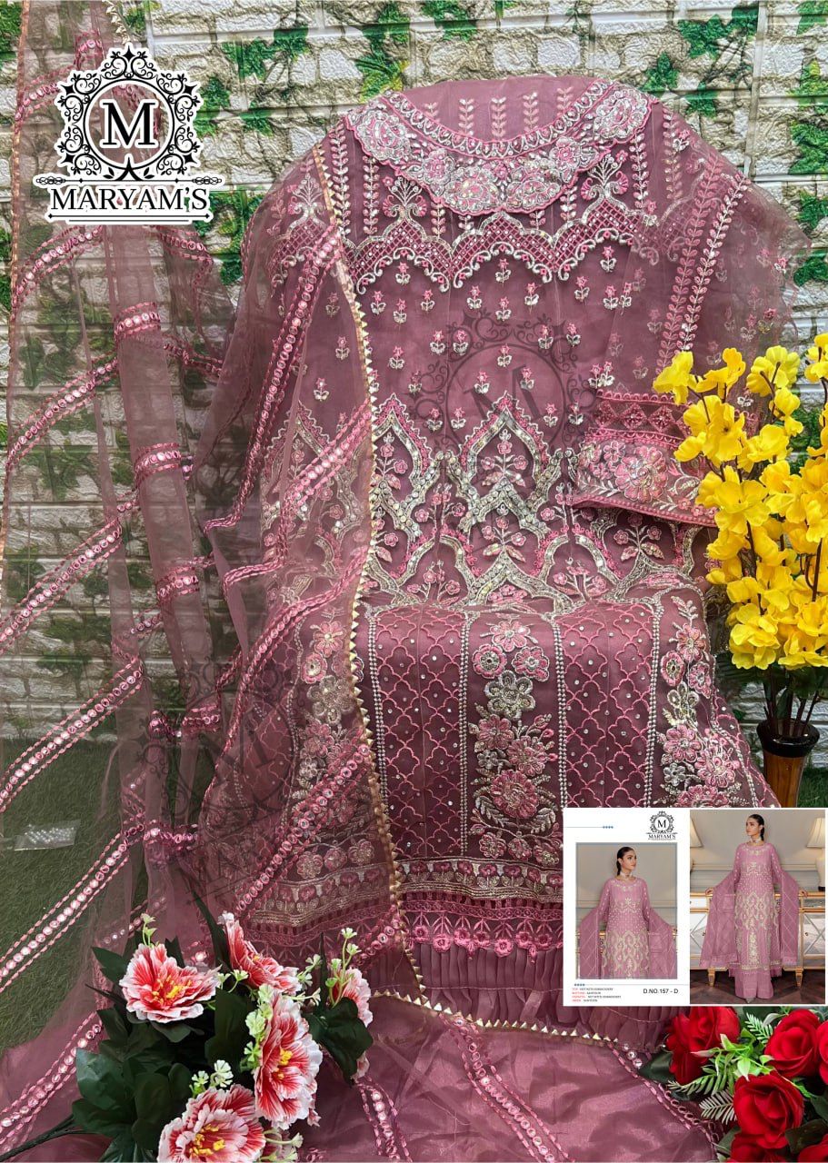 Maryams 157 Heavy Net Embroidery Salwar Kameez Collection (1320x04)