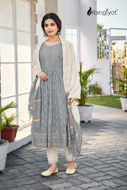 Rangjyot Present Rang Manch Vol 2 Readymade Rayon Kurta With Pant &amp; Dupatta Set (885x08)