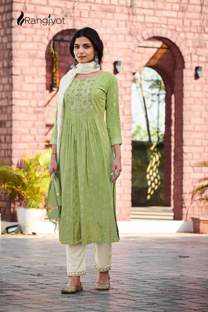 Rangjyot Present Rang Manch Vol 2 Readymade Rayon Kurta With Pant &amp; Dupatta Set (885x08)