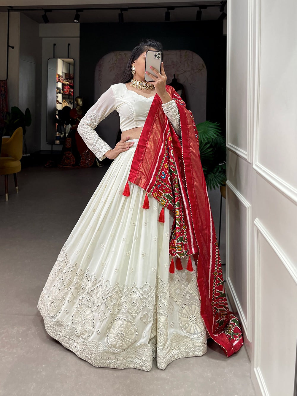 Beautiful Designer Lucknowi Mirror Work Lehenga Choli D.No.1500
