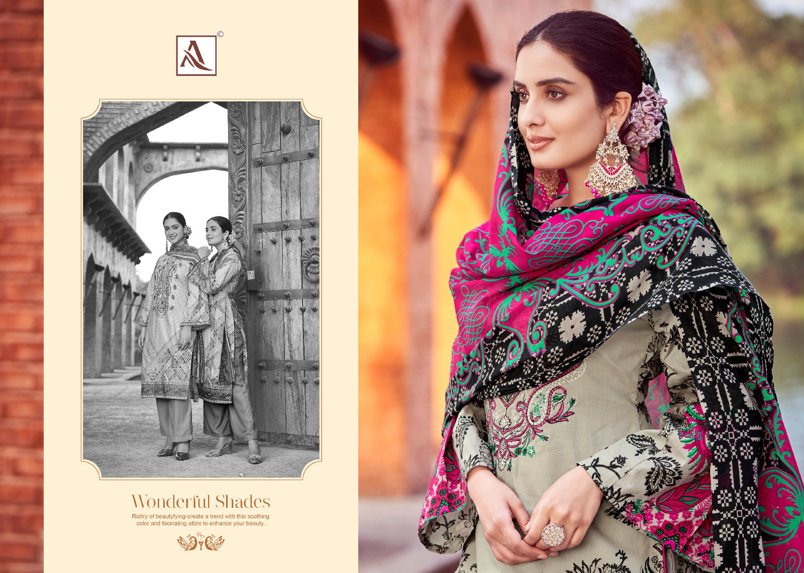 Alok Suit Gulshan Ara Pure Cambric Designer Pakistani Print Suit  (649x08)