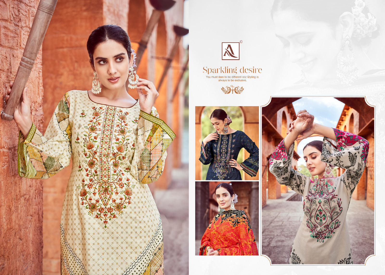 Alok Suit Gulshan Ara Pure Cambric Designer Pakistani Print Suit  (649x08)