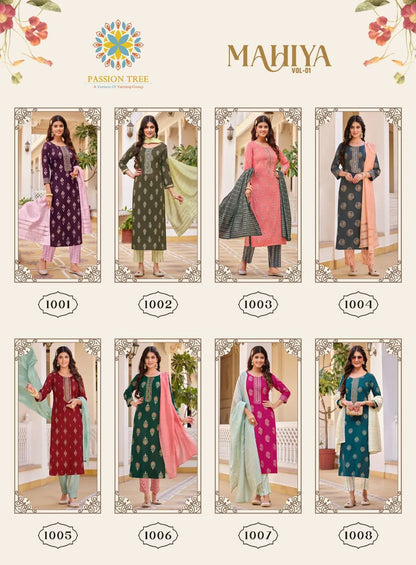 Passion Tree Mahiya Vol 1 Rayon with Printed Readymade Suits Collection (610x08)