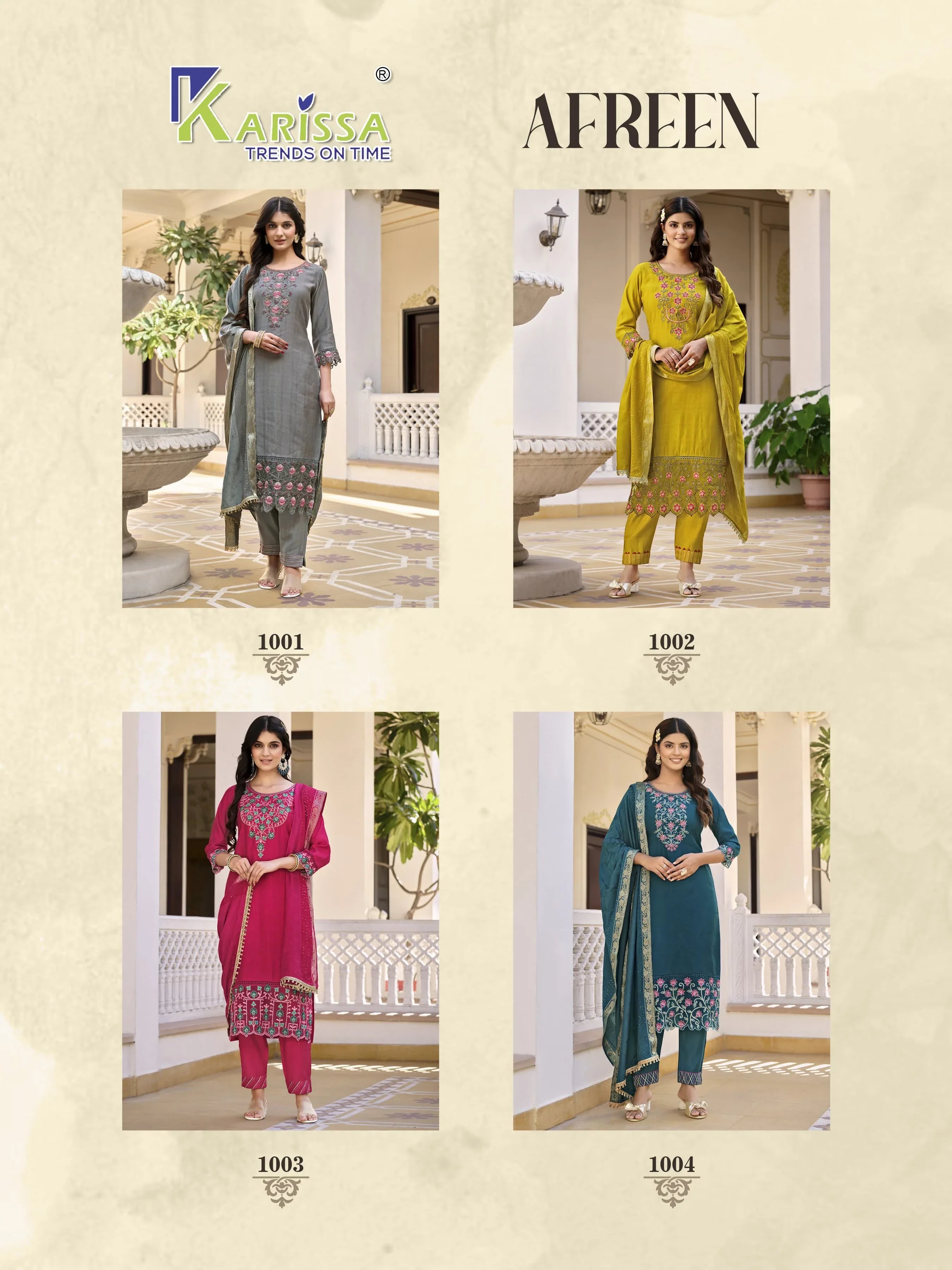 Karissa Afreen Series 1001-1004 Viscose Silk Suit (1275x04)