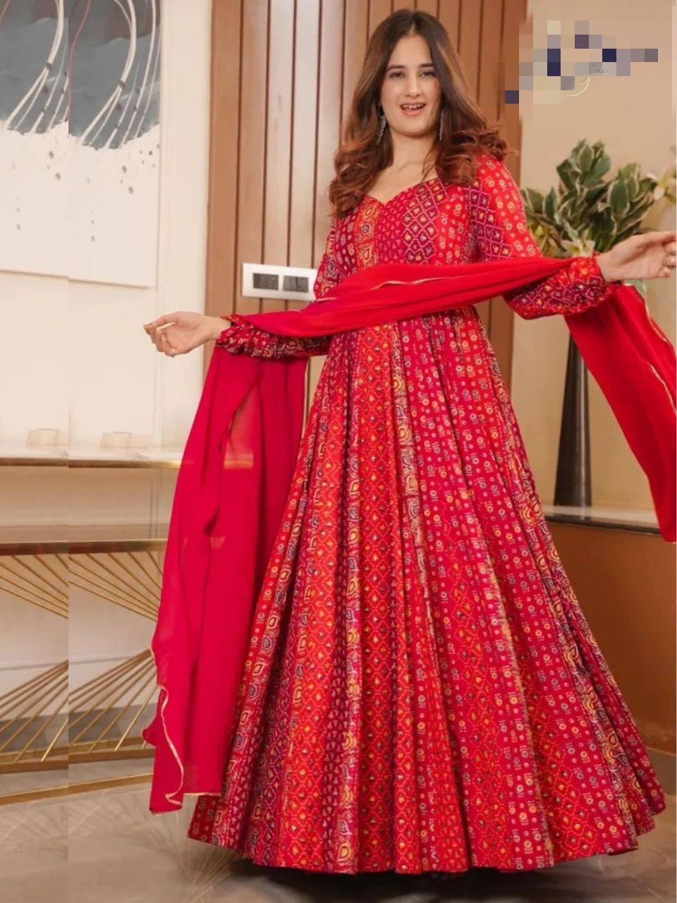 Muskaan Designer Red Anarkali Gown
