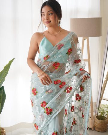 Beautiful Designer Heavy Butterfly Net Saree Design 5057